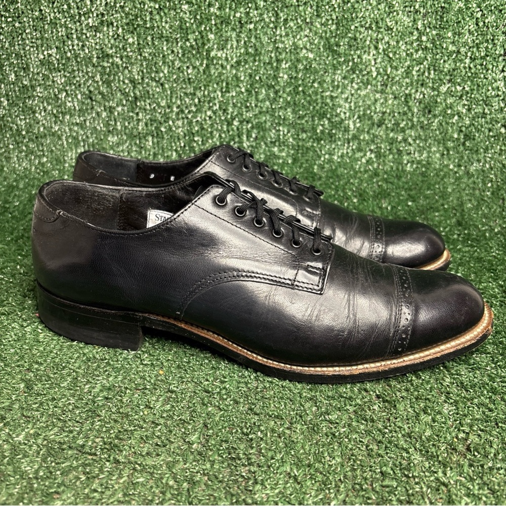 Vintage Stacy Adams Madison Black Leather Cap Toe Dress Shoe 00012 Sz 9 E Wide